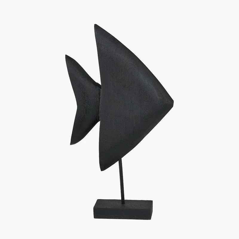 Black Handcarved Mango Wood Altum Angelfish Ornament