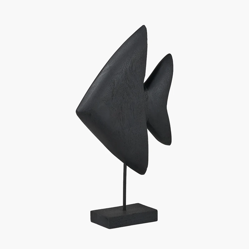 Black Handcarved Mango Wood Altum Angelfish Ornament
