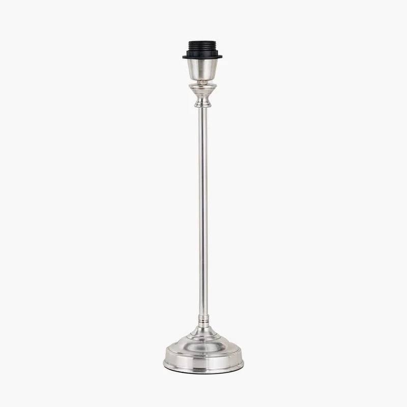 Auden Silver Metal Stick Table Lamp Base with Adelaide 25cm Ivory Tapered Cotton Mix Lampshade