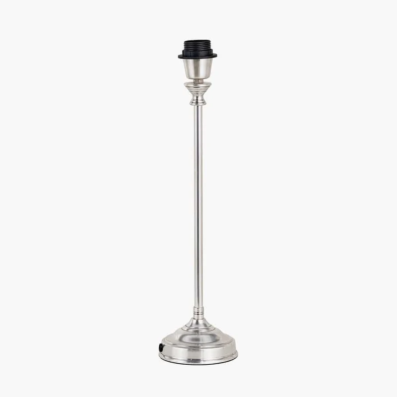 Auden Silver Metal Stick Table Lamp Base with Adelaide 25cm Ivory Tapered Cotton Mix Lampshade
