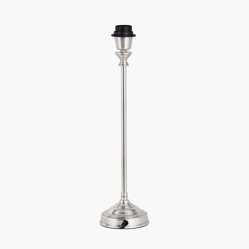 Auden Silver Metal Stick Table Lamp Base with Adelaide 25cm Ivory Tapered Cotton Mix Lampshade