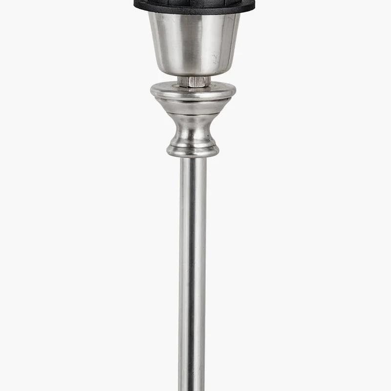 Auden Silver Metal Stick Table Lamp Base with Adelaide 25cm Ivory Tapered Cotton Mix Lampshade