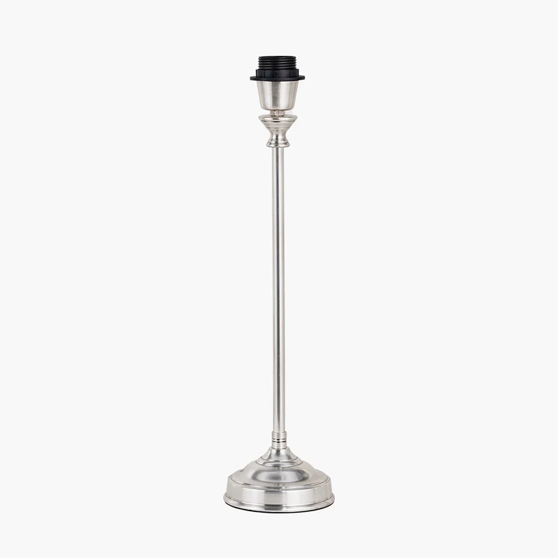 Auden Silver Metal Stick Table Lamp Base with Adelaide 25cm Black Tapered Cotton Mix Lampshade