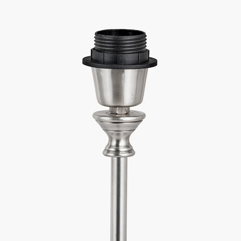 Auden Silver Metal Stick Table Lamp Base with Adelaide 25cm Black Tapered Cotton Mix Lampshade