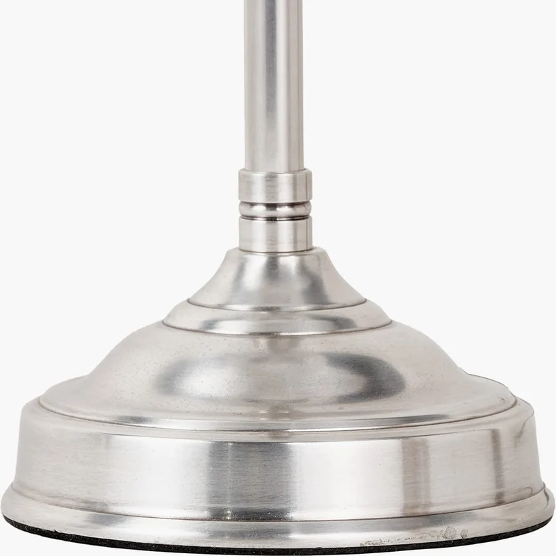 Auden Silver Metal Stick Table Lamp Base with Adelaide 25cm Black Tapered Cotton Mix Lampshade