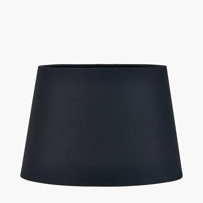Auden Silver Metal Stick Table Lamp Base with Adelaide 25cm Black Tapered Cotton Mix Lampshade