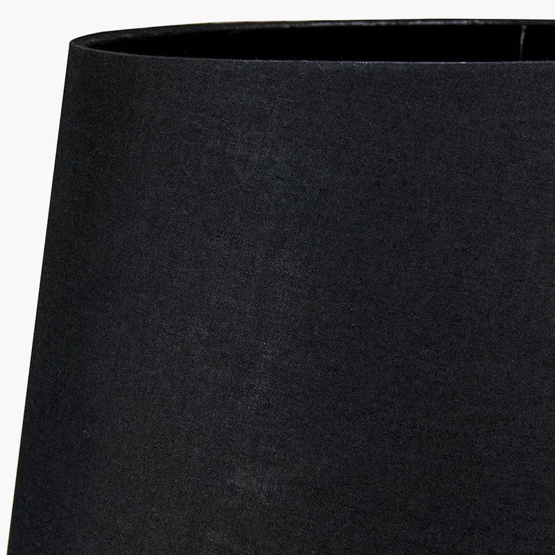 Auden Silver Metal Stick Table Lamp Base with Adelaide 25cm Black Tapered Cotton Mix Lampshade