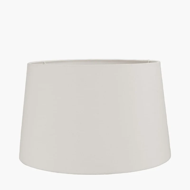 Atouk Textured Black Stoneware Table Lamp Base with Winston 35cm White Handloom Tapered Lampshade