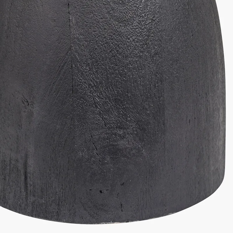 Corella Black Mango Wood Curved Table Lamp Base with Izara 40cm Red Ikat Patterned Mushroom Pleat Tapered Lampshade