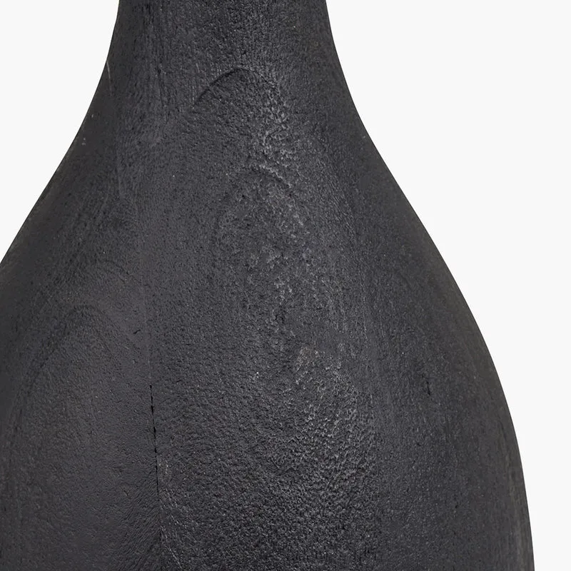 Corella Black Mango Wood Curved Table Lamp Base with Izara 40cm Red Ikat Patterned Mushroom Pleat Tapered Lampshade