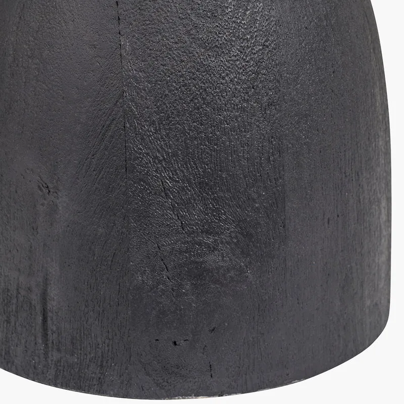 Corella Black Mango Wood Curved Table Lamp Base with Izara 40cm Ocean Blue Ikat Patterned Mushroom Pleat Tapered Lampshade