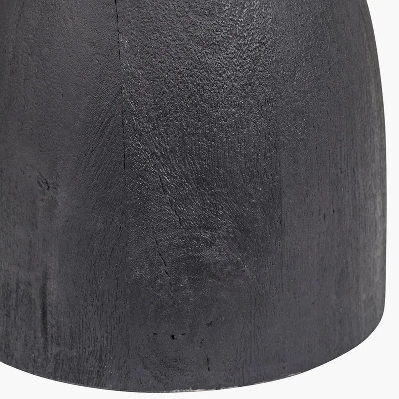Corella Black Mango Wood Curved Table Lamp Base with Izara 40cm Cinnamon Ikat Patterned Mushroom Pleat Tapered Lampshade