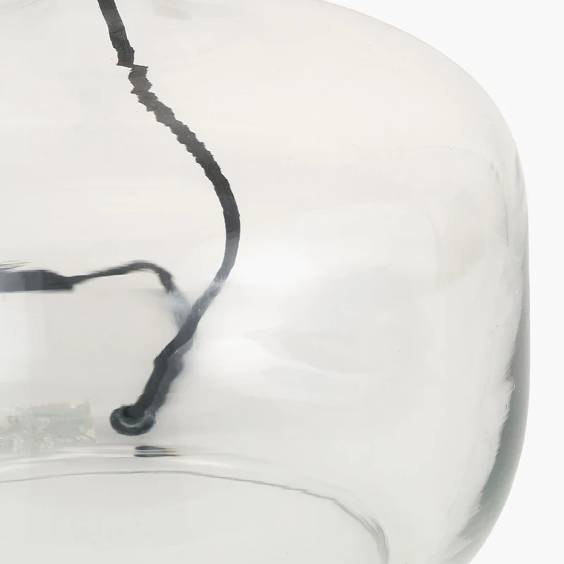 Corby Clear Glass Table Lamp Base with Kamilah 40cm Sage Chevron Pattered Mushroom Pleat Tapered Lampshade