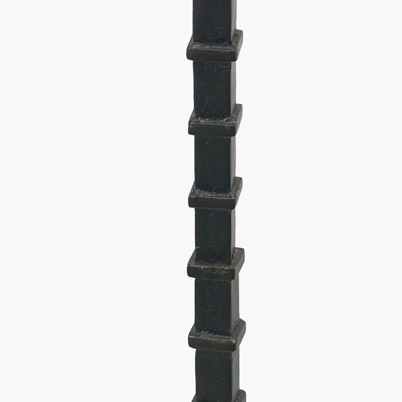 Everett Ribbed Metal Stick Floor Lamp Base with Lino 40cm Grey Self Lined Linen Cylinder Lampshade