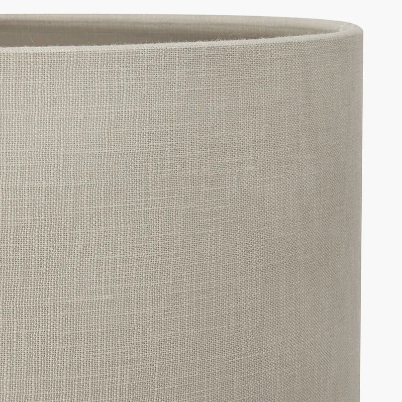 Everett Ribbed Metal Stick Floor Lamp Base with Lino 40cm Grey Self Lined Linen Cylinder Lampshade
