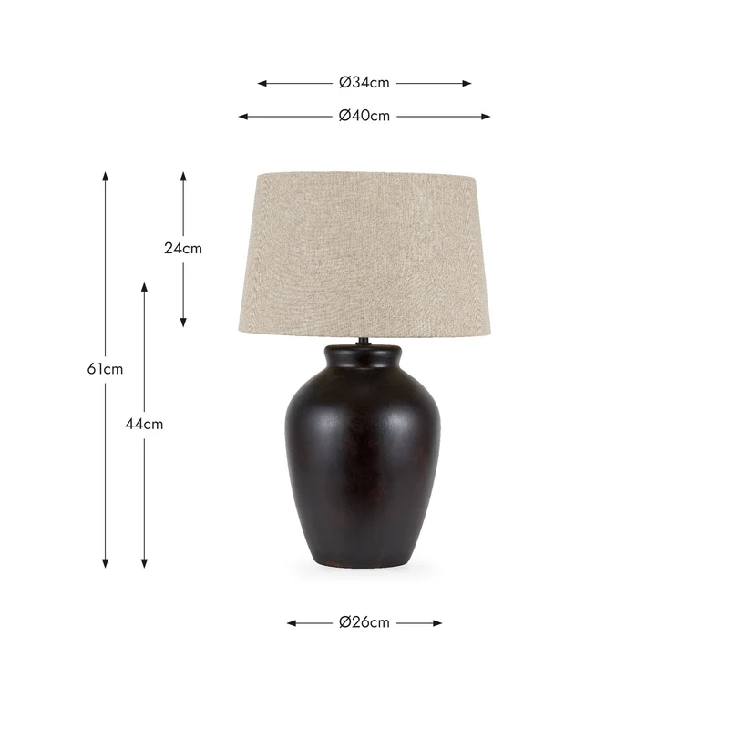 Espresso Black Brown Glaze Effect Ceramic Table Lamp