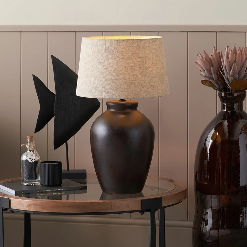 Espresso Black Brown Glaze Effect Ceramic Table Lamp