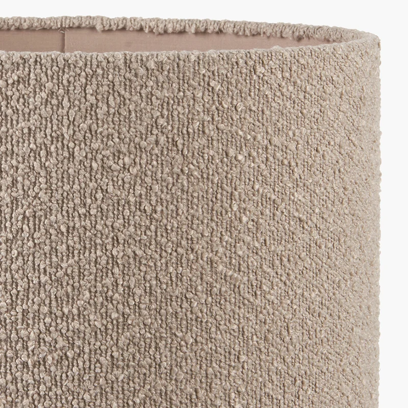 Devony Taupe Pleated Ceramic Table Lamp Base with Rouen 35cm Taupe Boucle Cylinder Lampshade