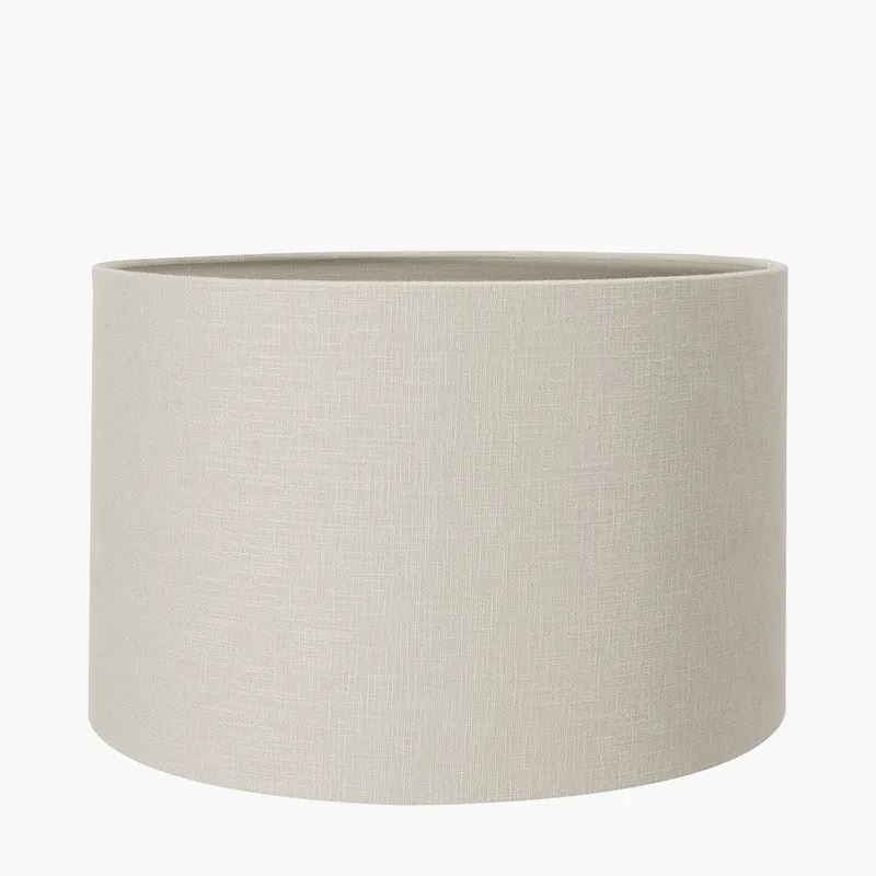 Devony Taupe Pleated Ceramic Table Lamp Base with Lino 35cm Grey Self Lined Linen Cylinder Lampshade