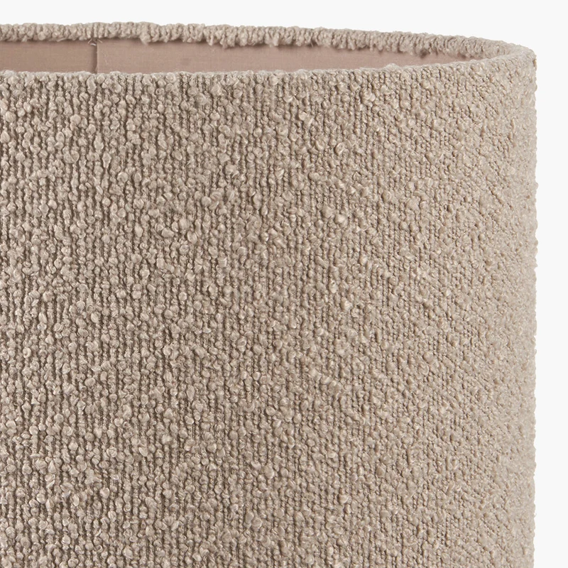 Devony Black Pleated Ceramic Table Lamp Base with Rouen 35cm Taupe Boucle Cylinder Lampshade
