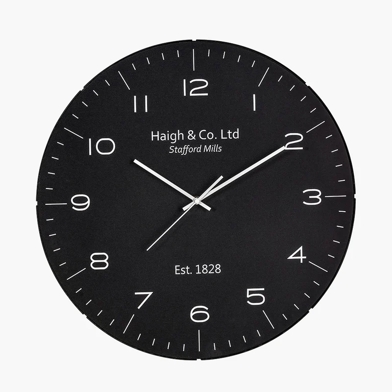 Black and Silver Dome Glass Wall Clock