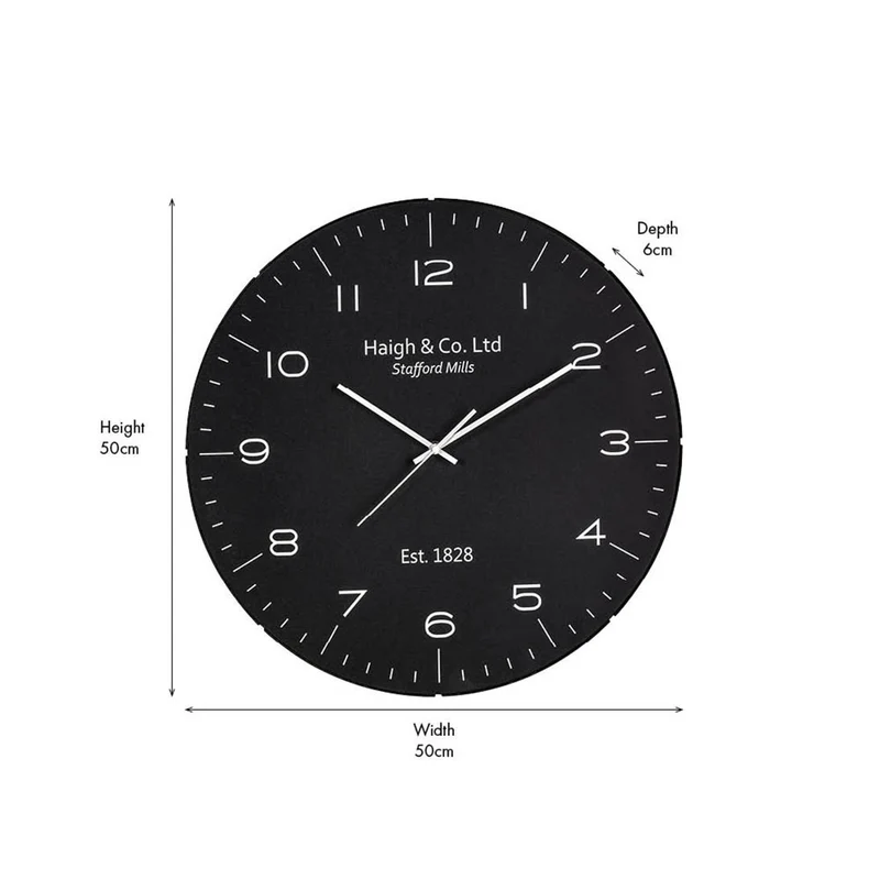 Black and Silver Dome Glass Wall Clock