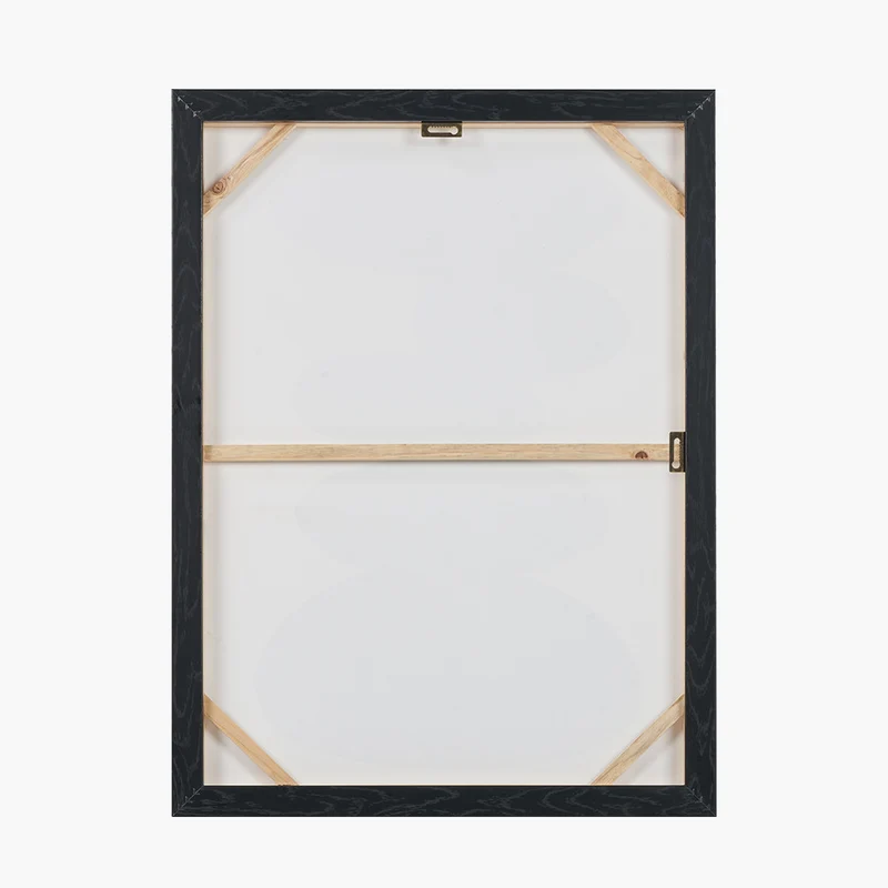 Black and Natural Stone Design Canvas Wall Art with Black Frame