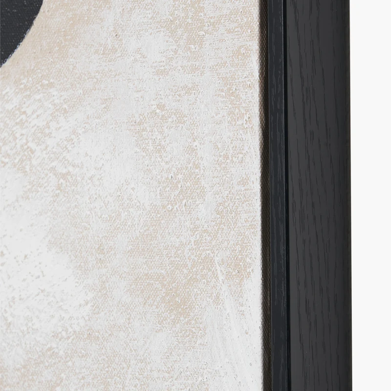 Black and Natural Stone Design Canvas Wall Art with Black Frame