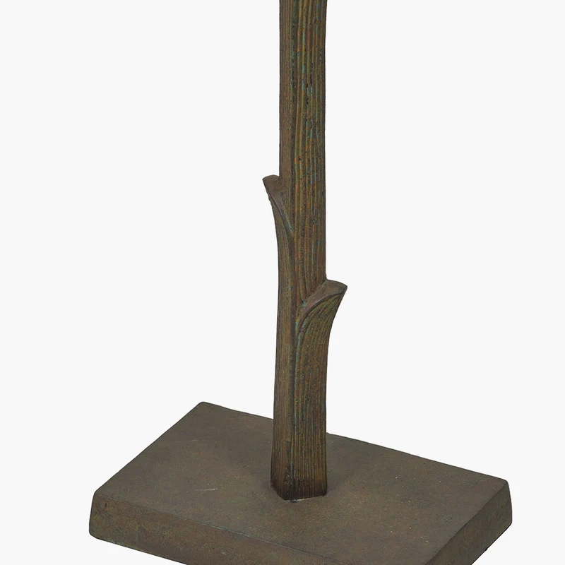 Bali Verdi Gris Metal Palm Tree Floor Lamp Base with Odette 40cm Olive Green Cotton Slub Pinch Pleat Tapered Lampshade