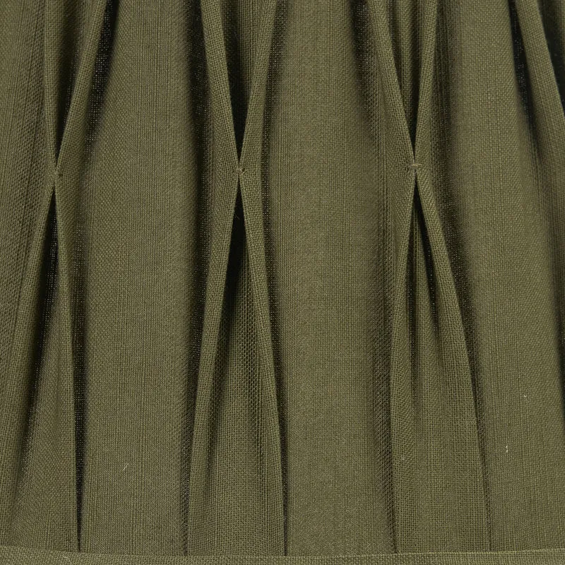 Bali Verdi Gris Metal Palm Tree Floor Lamp Base with Odette 40cm Olive Green Cotton Slub Pinch Pleat Tapered Lampshade