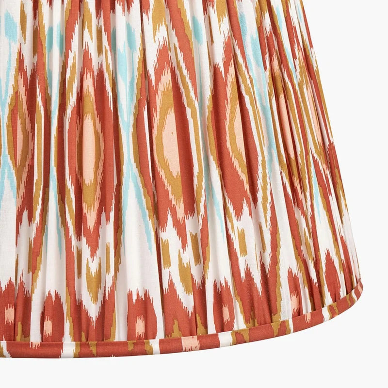 Asilah Matt Black Aluminium Tall Footed Table Lamp Base with Izara 40cm Cinnamon Ikat Patterned Mushroom Pleat Tapered Lampshade