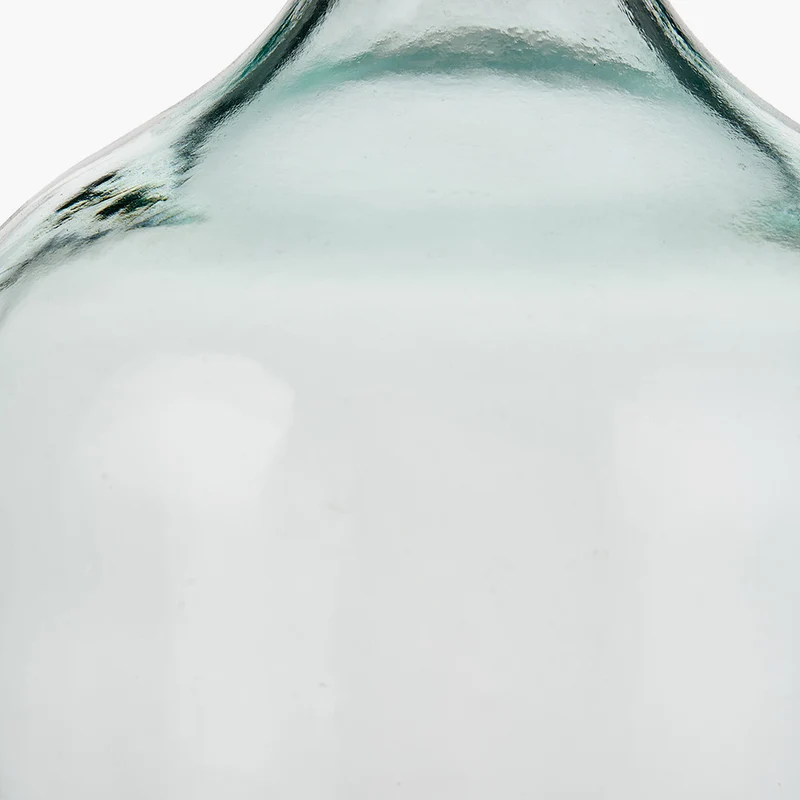 Clear Recycled Small Bottle Vase With A Raffia Wrapped Neck