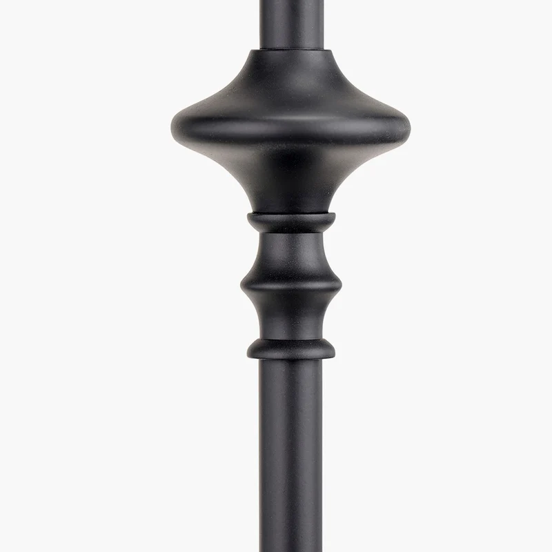Emilio Matt Black Candlestick Table Lamp Base with Izara 35cm Racing Green Ikat Patterned Mushroom Pleat Tapered Lampshade