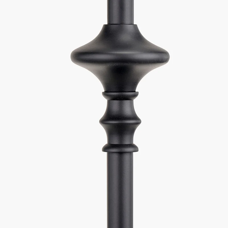 Emilio Matt Black Candlestick Table Lamp Base with Izara 35cm Cinnamon Ikat Patterned Mushroom Pleat Tapered Lampshade