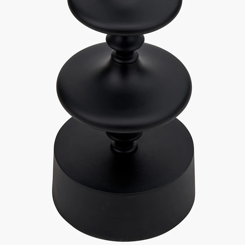 Emilio Matt Black Candlestick Floor Lamp Base with Kamilah 45cm Red Chevron Patterned Mushroom Pleat Tapered Lamp Shade