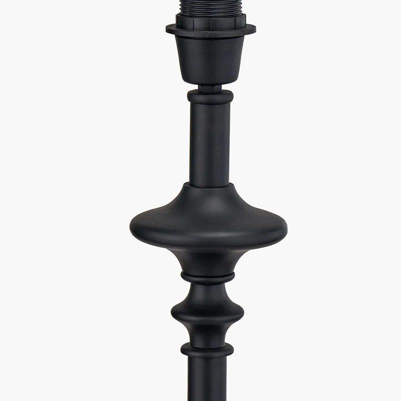 Emilio Matt Black Candlestick Floor Lamp Base with Kamilah 45cm Blue Chevron Patterned Mushroom Pleat Tapered Lamp Shade