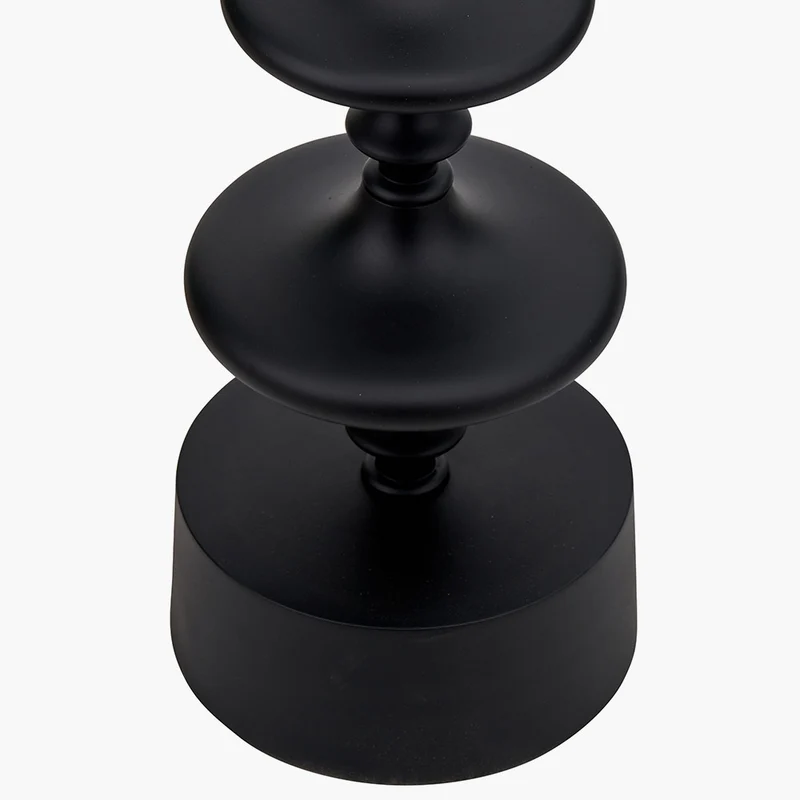 Emilio Matt Black Candlestick Floor Lamp Base with Kamilah 45cm Blue Chevron Patterned Mushroom Pleat Tapered Lamp Shade
