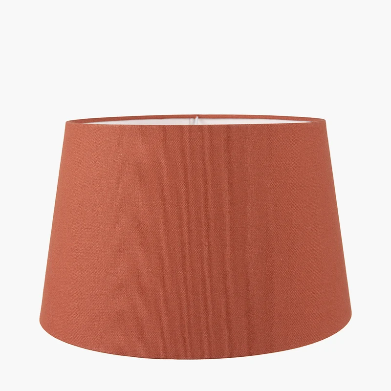 Ayra Natural Modernist Turned Wood Table Lamp Base with Winston 35cm Tobacco Handloom Tapered Lampshade
