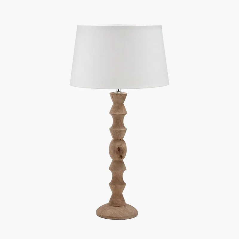 Ayra Natural Modernist Large Turned Wood Table Lamp Base