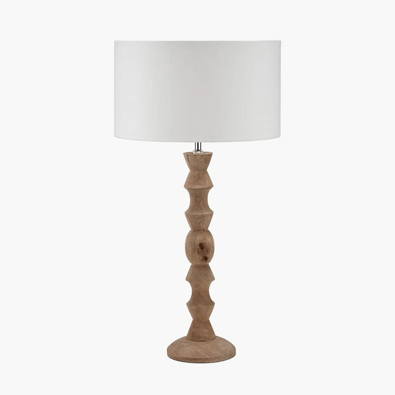 Ayra Natural Modernist Large Turned Wood Table Lamp Base