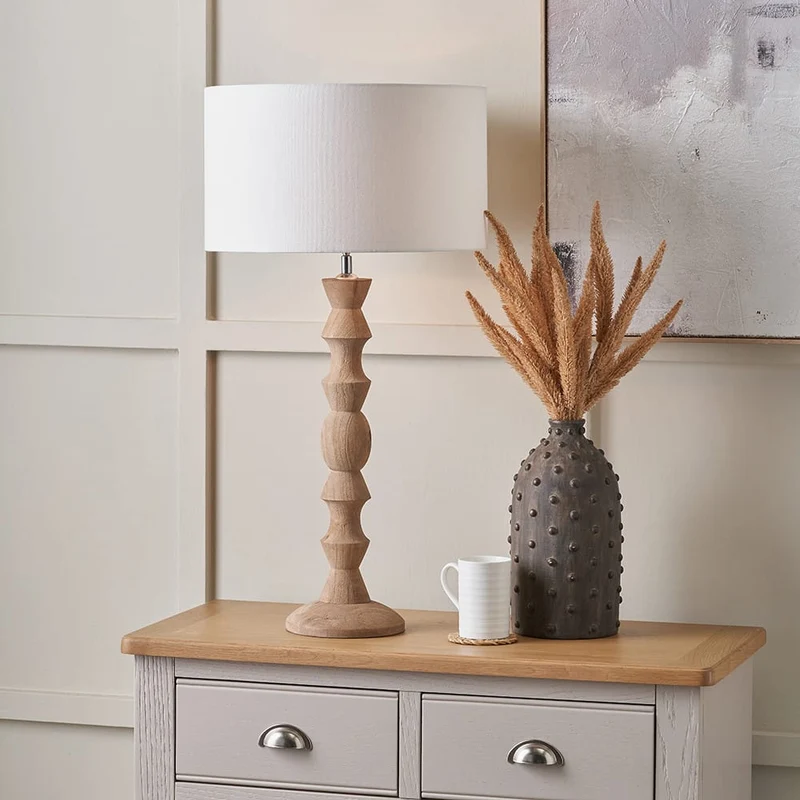 Ayra Natural Modernist Large Turned Wood Table Lamp Base