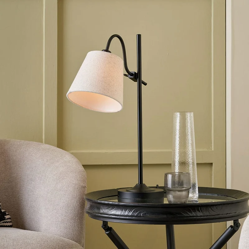 Ari Black Metal Curved Arm Table Lamp