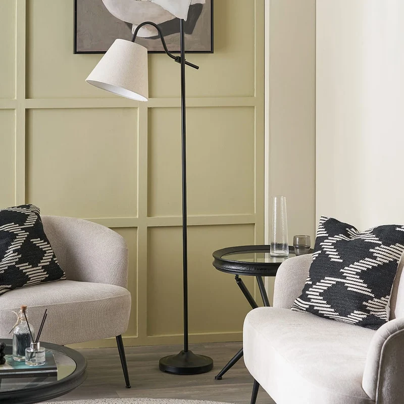 Ari Black Metal Curved Arm Floor Lamp