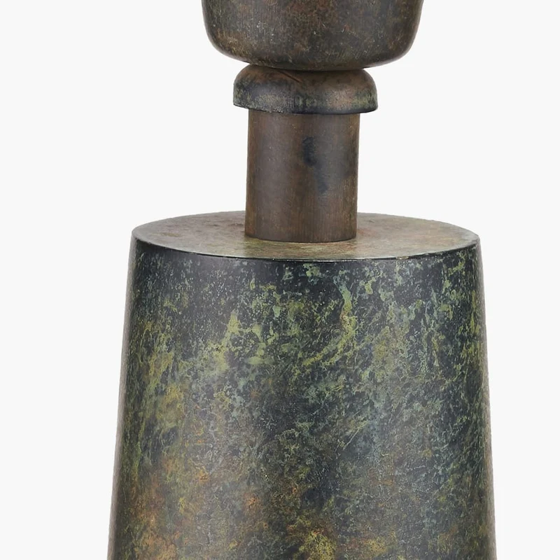 Arbor Verdi Gris Metal Conical Floor Lamp Base with Edward 45cm Pistachio Green Linen Cylinder Lampshade