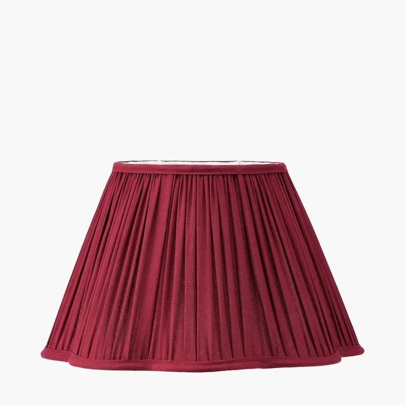 Antoine Black Croc and Antique Brass Metal Table Lamp Base with Malia 35cm Mulberry Red Mushroom Pleat Scalloped Tapered Lamp Shade