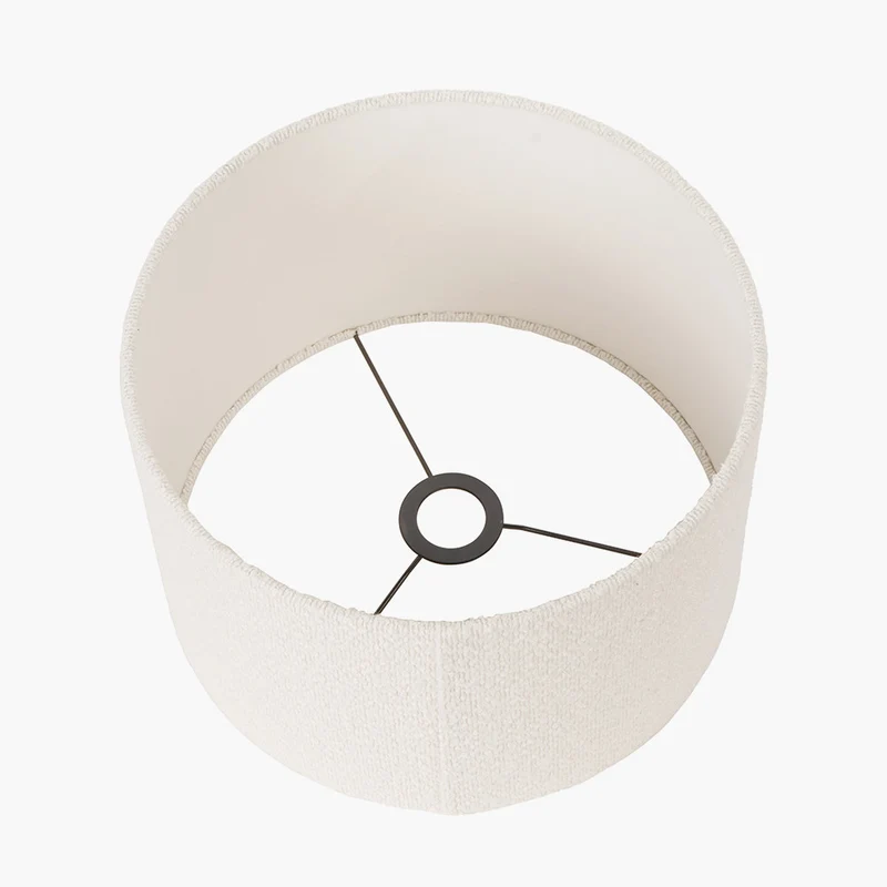Chirala Black and White Tall Ikat Ceramic Table Lamp Base with Rouen 35cm White Boucle Cylinder Lampshade