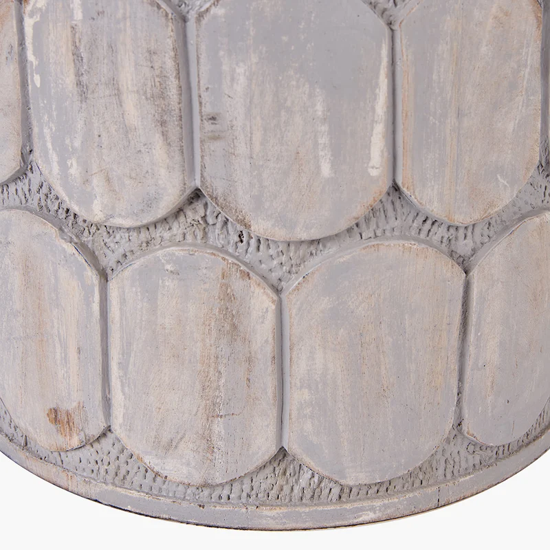 Cezara Embossed Grey Wood Wide Table Lamp Base with Edward 35cm Natural Linen Cylinder Lampshade