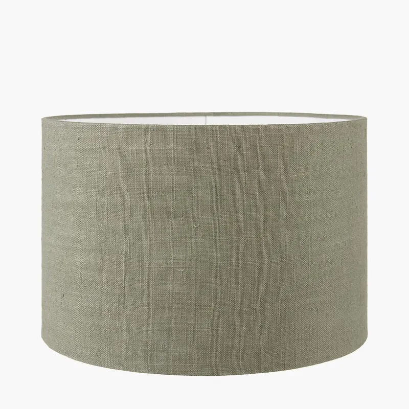 Aurelia Embossed Natural Wood Tall Table Lamp Base with Edward 35cm Pistachio Green Linen Cylinder Lampshade