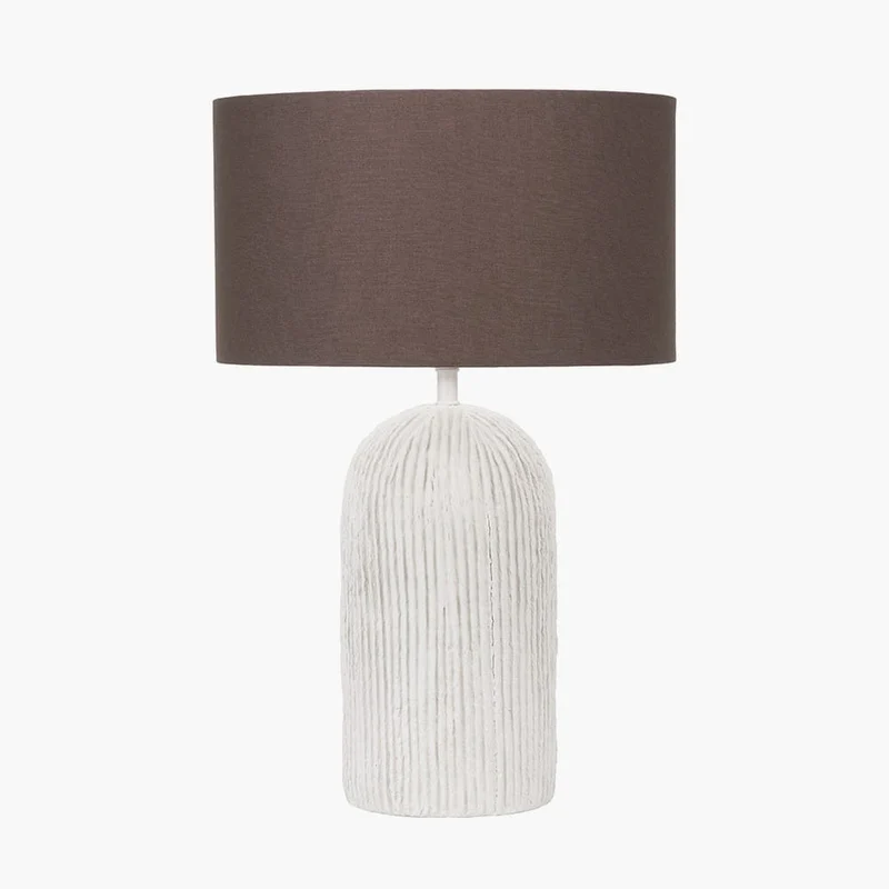 Ananya White Paper Mache and metal Textured Dome Table Lamp