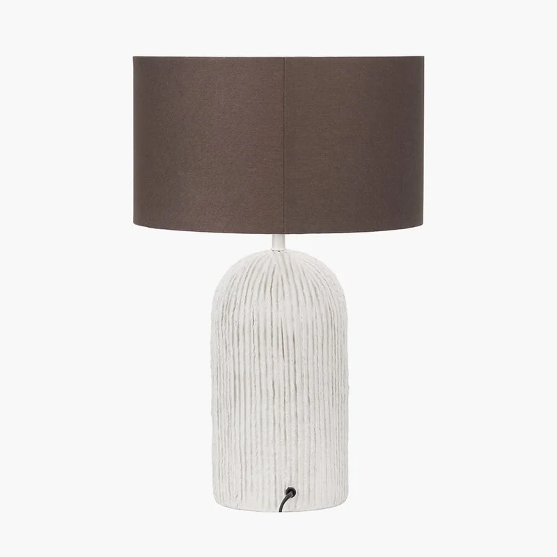 Ananya White Paper Mache and metal Textured Dome Table Lamp